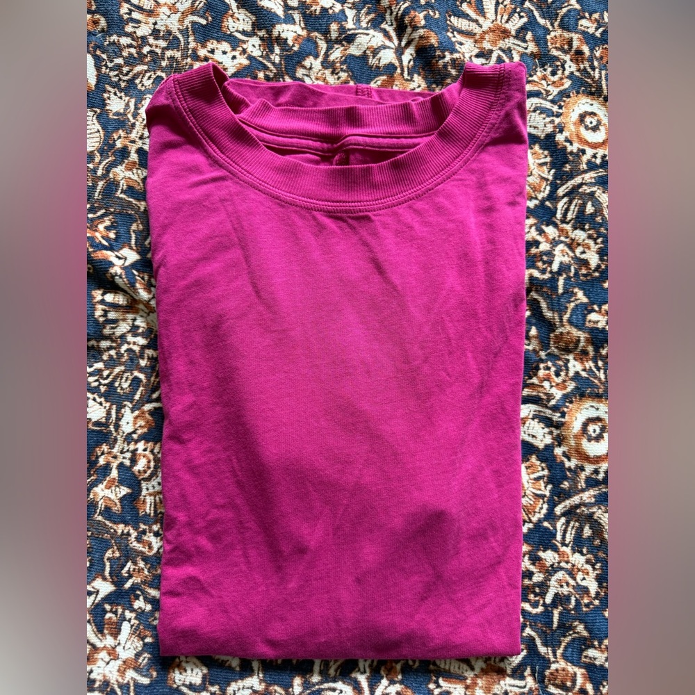lulu lemon athletica All Yours Cotton T-Shirt in Bright Pink